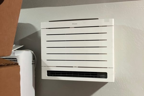 Daikin Floor-Mounted Ductless Indoor Unit Daikin floor-mounted ductless indoor unit professionally installed by Dave’s Heating.